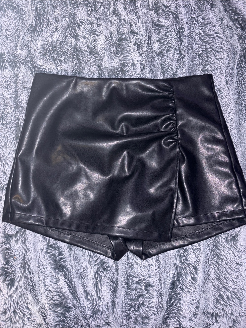 Windsor Faux Leather Black Skort Shorts